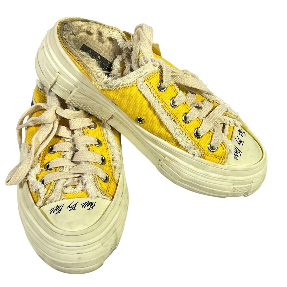 xVESSEL G.O.P. Lows Slip On Mule Yellow Canvas Frayed Shoes M3 W5 EUR 35